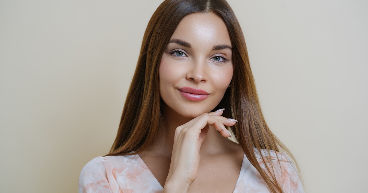 An attractive woman showcasing flawless face